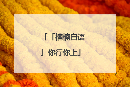 「楠楠自语」你行你上