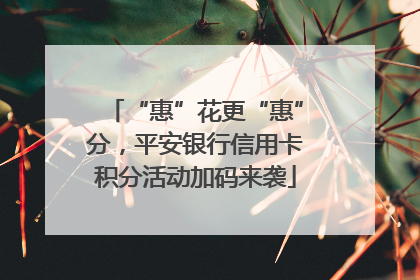 “惠”花更“惠”分，平安银行信用卡积分活动加码来袭