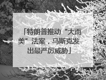 特朗普推动“大而美”法案，马斯克发出最严厉威胁