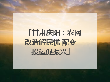 甘肃庆阳：农网改造解民忧 配变投运促振兴