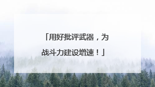 用好批评武器，为战斗力建设增速！