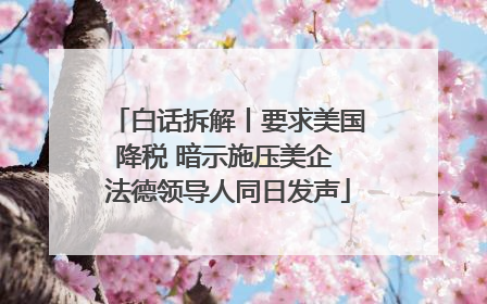 白话拆解丨要求美国降税 暗示施压美企 法德领导人同日发声