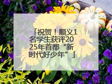 祝贺！顺义1名学生获评2025年首都“新时代好少年”