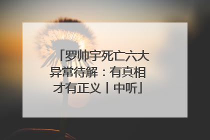 罗帅宇死亡六大异常待解：有真相才有正义丨中听