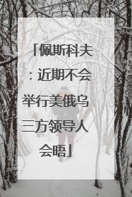 佩斯科夫：近期不会举行美俄乌三方领导人会晤