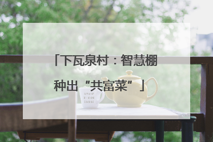 下瓦泉村：智慧棚种出“共富菜”