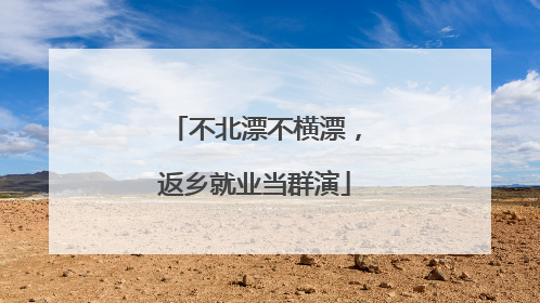 不北漂不横漂，返乡就业当群演