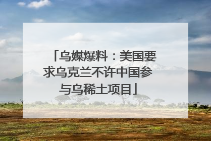 乌媒爆料：美国要求乌克兰不许中国参与乌稀土项目