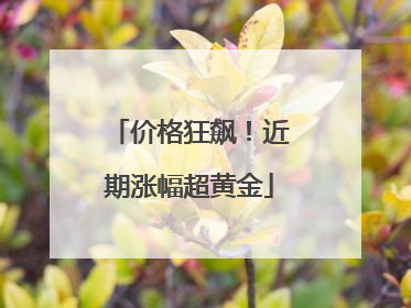 价格狂飙！近期涨幅超黄金