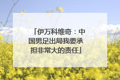 伊万科维奇：中国男足出局我要承担非常大的责任