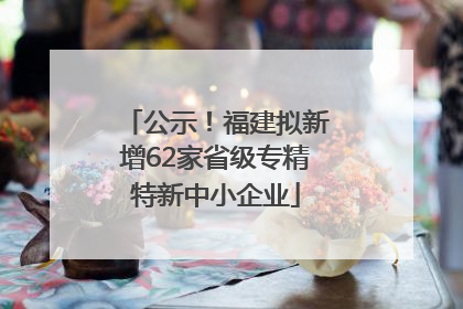 公示！福建拟新增62家省级专精特新中小企业