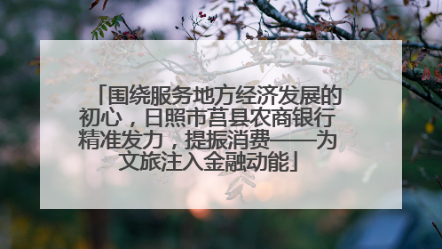 围绕服务地方经济发展的初心，日照市莒县农商银行精准发力，提振消费——为文旅注入金融动能