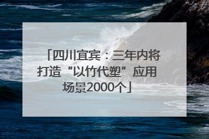 四川宜宾：三年内将打造“以竹代塑”应用场景2000个