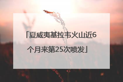 夏威夷基拉韦火山近6个月来第25次喷发