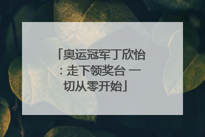 奥运冠军丁欣怡：走下领奖台 一切从零开始