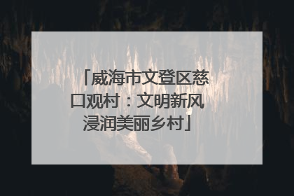 威海市文登区慈口观村：文明新风浸润美丽乡村