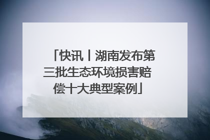 快讯丨湖南发布第三批生态环境损害赔偿十大典型案例