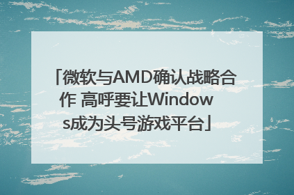 微软与AMD确认战略合作 高呼要让Windows成为头号游戏平台