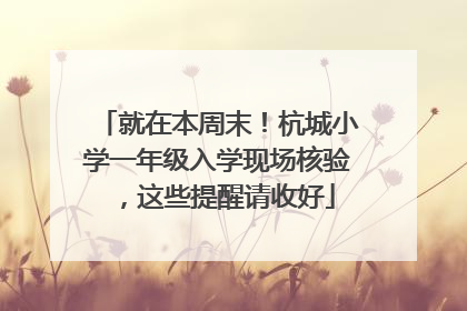 就在本周末！杭城小学一年级入学现场核验，这些提醒请收好