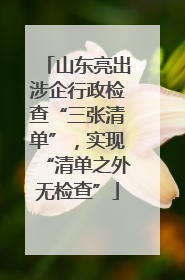 山东亮出涉企行政检查“三张清单”，实现“清单之外无检查”