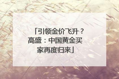 引领金价飞升？高盛：中国黄金买家再度归来