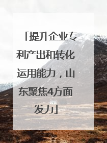 提升企业专利产出和转化运用能力，山东聚焦4方面发力
