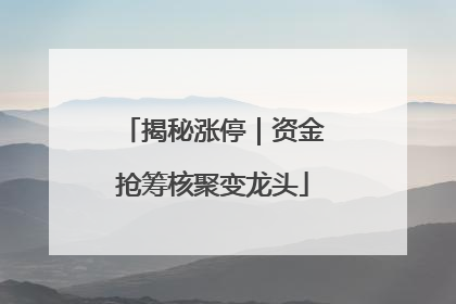 揭秘涨停｜资金抢筹核聚变龙头