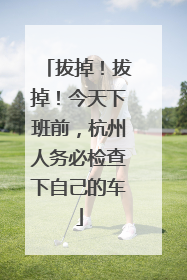 拔掉！拔掉！今天下班前，杭州人务必检查下自己的车