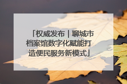 权威发布｜聊城市档案馆数字化赋能打造便民服务新模式