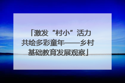 激发“村小”活力 共绘多彩童年——乡村基础教育发展观察