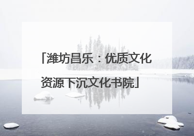 潍坊昌乐：优质文化资源下沉文化书院
