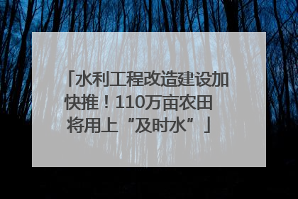 水利工程改造建设加快推！110万亩农田将用上“及时水”