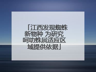 江西发现蜘蛛新物种 为研究呵叻蛛属适应区域提供依据