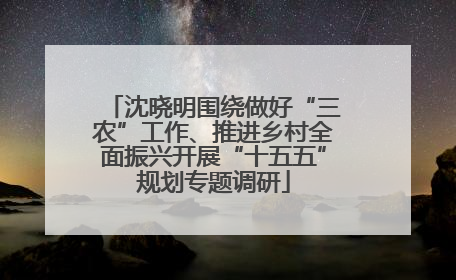 沈晓明围绕做好“三农”工作、推进乡村全面振兴开展“十五五”规划专题调研
