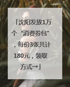 沈阳发放1万个“消费券包”，每份3张共计180元，领取方式→