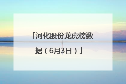河化股份龙虎榜数据（6月3日）