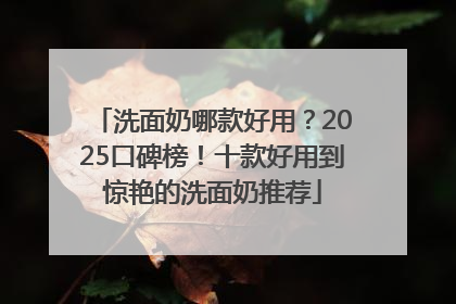 洗面奶哪款好用？2025口碑榜！十款好用到惊艳的洗面奶推荐