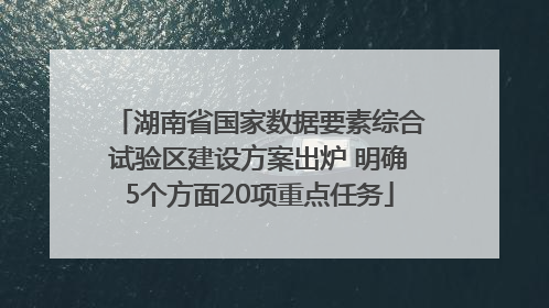 湖南省国家数据要素综合试验区建设方案出炉 明确5个方面20项重点任务