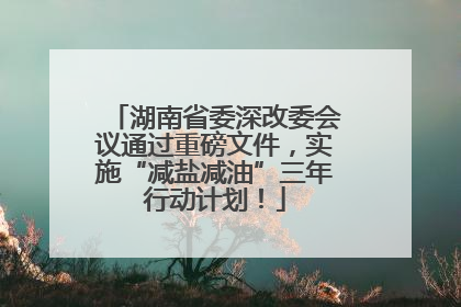 湖南省委深改委会议通过重磅文件，实施“减盐减油”三年行动计划！