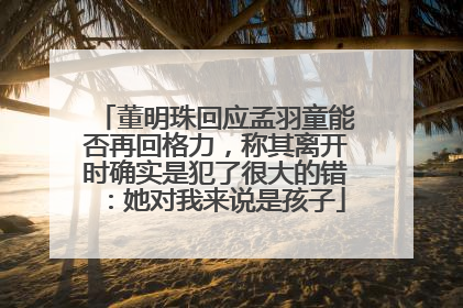 董明珠回应孟羽童能否再回格力，称其离开时确实是犯了很大的错：她对我来说是孩子