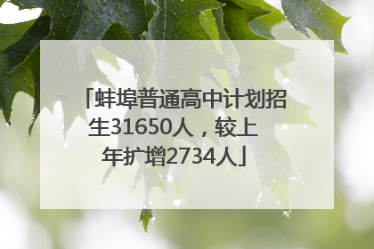 蚌埠普通高中计划招生31650人，较上年扩增2734人