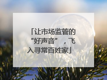 让市场监管的“好声音”，飞入寻常百姓家