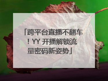 跨平台直播不翻车！YY 开播解锁流量密码新姿势