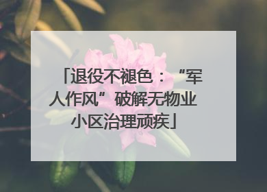 退役不褪色：“军人作风”破解无物业小区治理顽疾
