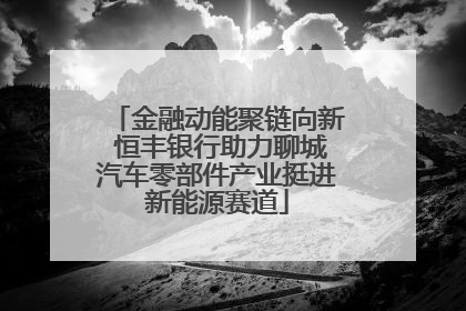 金融动能聚链向新 恒丰银行助力聊城汽车零部件产业挺进新能源赛道