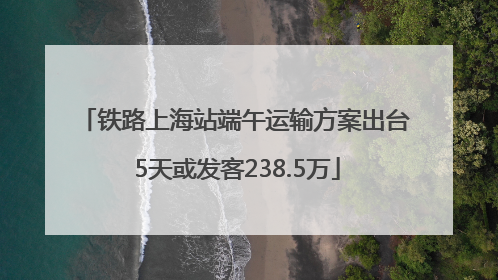 铁路上海站端午运输方案出台 5天或发客238.5万