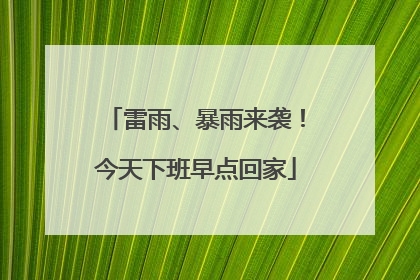 雷雨、暴雨来袭！今天下班早点回家
