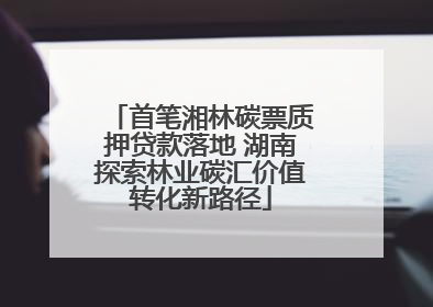 首笔湘林碳票质押贷款落地 湖南探索林业碳汇价值转化新路径