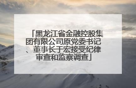黑龙江省金融控股集团有限公司原党委书记、董事长于宏接受纪律审查和监察调查